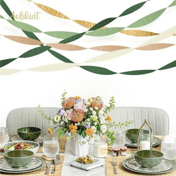 Olive Green Crepe Paper Streamers Set Wedding Birthday Baby Shower Decor - Picture 6 of 7